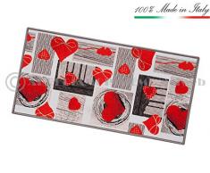Tappeto cucina cuori TESSITURA PIATTA retro antiscivolo moderno multiuso corridoio bagno camera mod.FAKIRO14 57X240 GRIGIO (G)