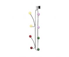 Compactor Berlingo-Appendiabiti Verticale da Porta, con 8 Ganci sferici, Chromium Plated Steel | Wooden Colored, Cromato/Multicolore Balls