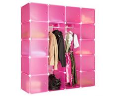 TecTake Scaffale armadietto modulare mobile scaffalatura mensola per scarpe bagno sistema di plug-in cuba con appendiabiti - disponibile in diversi colori - (Rose | No. 402089)