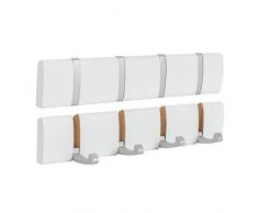 Harbour Housewares Appendiabiti da Parete in Legno - 4 Ganci in Metallo a Scomparsa - Ideale per Cappotti - Bianco - 3 Pezzi