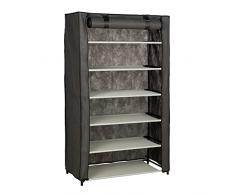 Enrico Coveri Scarpiera Scaffale Slim In Tessuto Con 6 Ripiani E Struttura Salvaspazio In Acciaio, Portascarpe Multiuso Con Rivestimento Richiudibile Antipolvere