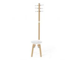 Umbra Pillar Sgabello e attaccapanni, Legno di hevea, Bianco/naturale