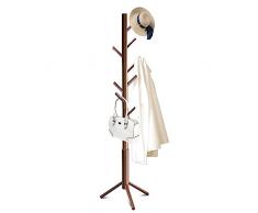 Kasunpul Appendiabiti da Terra, Attaccapanni in Legno Massello, 8 Ganci, 3 Altezze Regolabili, per Vestiti, Cappelli, Soggiorno, Camera da Letto, Ufficio, Corridoio (Marrone)…