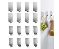 16 Pezzi Ganci Adesivi Autoadesivo Attaccare Ganci Portasciugamani Gancio Parete in Acciaio INOX Due Taglie Ganci Appendiabiti Asciugamano Adesivo Gancio Appendiabiti Appiccicosi