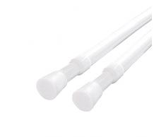 MUHOO 2 Pezzi Asta per Tenda Doccia, Bastoni per Tende Allungabili Senza Forare, Utilizzato come Asta per Tende/Asta Appendiabiti/DIY Ripiano - Bianco (82-150 cm)