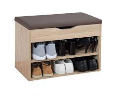 RICOO Armadio Scarpe WM032-ESB Armadietto Scarpiera con Scaffale e scompartimenti panca sedile comodo per ingresso ripiano seduta cuscino cassapanca organizer portascarpe salvaspazio/in Rovere Sonoma