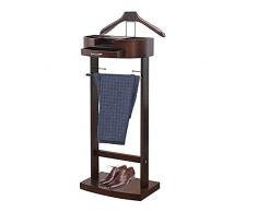 Qcesorib Appendiabiti Indossatore Servomuto Camera Abiti Servo Muto per Camera Doppio in Legno con Cassetto e Robusto Telaio A 106,6 x L 34,2 x P 43,1 cm Legno Massiccio