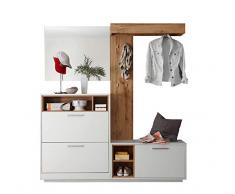 AVANTI TRENDSTORE - Milani - Guardaroba Compatto in Legno Laminato di Colore Bianco/Quercia Selvaggia. Ideale per lingresso. Dimensioni Lap 177x195x32 cm