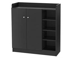 homcom Scarpiera in Legno Armadio Entrata Corridoio con 2 Ante 3 Ripiani 83 x 30 x 90 cm Nero