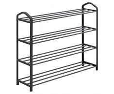 WOLTU SR0020sz4 Scarpiera Nera Scaffale 4 Ripiani per 16 Paia di Scarpe Portascarpe Organizer in Acciaio Plastica