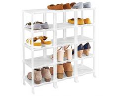 mDesign Porta scarpe – Scaffali portascarpe salvaspazio con 15 ripiani per sandali, stivaletti e stivali – Scaffale con ripiani in plastica per corridoio e guardaroba – bianco