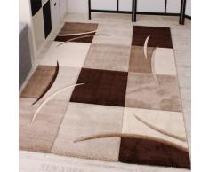 Paco Home Tappeto Di Design Orlo Modello A Quadri Nei Colori Marrone Beige Crema, Dimensione:60x110 cm