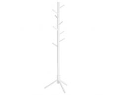 VASAGLE Attaccapanni da Terra, Appendiabiti in Legno a Forma di Albero, 8 Ganci, 3 Altezze Regolabili, per Vestiti Cappelli Borse, Ingresso Camera da Letto Ufficio, Bianco RCR04WT
