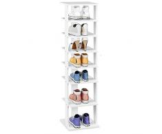 GIANTEX Scarpiera Salvaspazio Verticale in Legno con 7 Ripiani Scaffale Porta Scarpe per Ingresso Stretto e Moderno (Bianco)