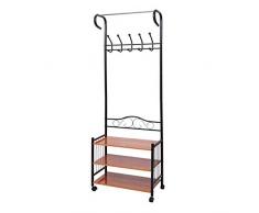 Appendiabiti guardaroba scaffale con 3x ripiani con ruote Oshawa 34x65x186cm