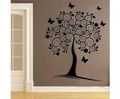adesivo murale appendiabiti Swirl Flower Tree Wall Decor Sticker Farfalle fai da te soggiorno Decorazione della casa