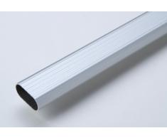1 tubo armadio, attaccapanni, asta appendiabiti, alluminio anodizzato, ovale, lunghezza complessiva 1200, diametro 30 x 15 mm