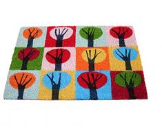 Zerbino ingresso casa, tappeto ingresso interno, zerbino ingresso esterno, zerbino in fibra di cocco naturale, tappeto asciugapassi 40x60 (Alberi)