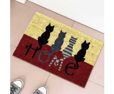 BAKAJI Zerbino Rettangolare per Ingresso in Gomma e Fibra di Cocco e Retro in PVC, Tappeto Dimensione 40 x 60 cm, Tappetino Decorazione Casa Interno e Esterno (Design 4)