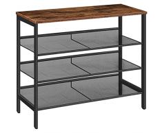HOOBRO Scarpiera a 4 Livelli, Scaffale Portascarpe, 3 Ripiani a Rete Inclinabili, Organizzatore Porta Scarpe, per 16-20 Scarpes, Stabile, per Ingresso, Corridoio, Soggiorno EUBF14XJ01