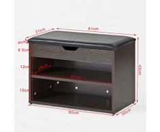 SoBuy® Scarpiera da Ingresso, Cassapanca,Portascarpe con Cuscino,Marrone, FSR25-BR,IT