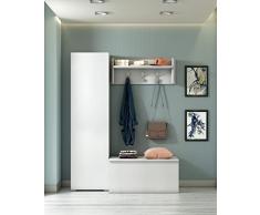 Dmora Armadio multiuso a 1 anta e 7 ripiani regolabili, 100% Made in Italy, Mobile portascarpe da ingresso, Scarpiera moderna, cm 50x30h182, colore Bianco