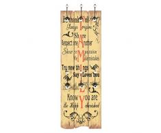 Lasamot Appendiabiti da Parete con 6 Ganci mensola Appendiabito Portacappelli Gancio a Muro per riporre Il Soggiorno 120 x 40 cm Family