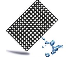 Kerafactum - Zerbino forato, per esterni, antiscivolo, cattura lo sporco, in gomma, 40 x 60 cm, colore nero opaco