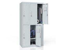 Armadi con vani chiudibili Armadietto Metallo Scaffale Armadietto in metallo Guardaroba 6 vani