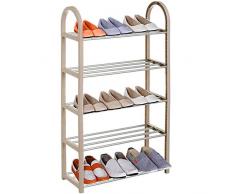Bakaji Scarpiera Slim Salvaspazio 5 Ripiani Porta Scarpe Struttura in Plastica Mensole in Metallo Arredamento Ingresso Casa Design Moderno Facile da Montare Dimensione 50 x 19 x 82 cmColore Grigio