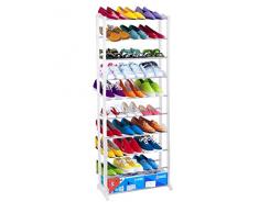Ardisle, scarpiera a sé stante con mensole per 30 paia di scarpe, colore: bianco