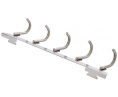 Wenko 4468310100 Asola - Appendiabiti da porta con 5 ganci, per porte con spessore da 2 a 4 cm, in acciaio Inox opaco, 36 x 9 x 7-9 cm