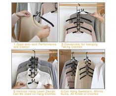 YIFKOKO Grucce Appendiabiti, 5 in 1 Appendiabiti in Metallo Ganci Multifunzionali Salvaspazio Eva Antiscivolo Organizzatore Multiuso Adulto per Jeans Camicie Pantaloni Cappotti