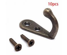 Favlook - Appendiabiti con ganci, in stile rustico antico, da appendere alla parete o all’armadio, ganci da fissare con le viti, adatto per vestiti, cappelli, cappotti, asciugamani, borse e chiavi, confezione da 10 pezzi, Come da immagine, 30*13mm