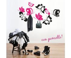 Adesivo murale Wall Art "Farfalline Appendiabiti" - Misure 100x55 cm - Decorazione parete, adesivi per muro, carta da parati