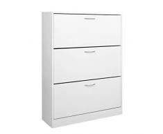 Homfa Scarpiera Legno Mobile Porta Scarpe Scaffale Bianco Mensola Organizzatore per Casa, Ingresso (Bianco 3)