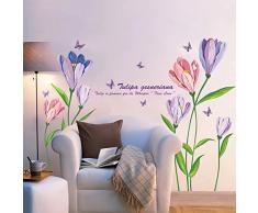 WandSticker4U - Adesivo da parete floreale. Decorazione per soggiorno, camera da letto, guardaroba, cucina, corridoio, XL