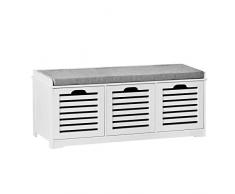 SoBuy Panca scarpiera ingresso con seduta con Contenitore per legna da interno L105xP35xA43 cm bianco FSR23-W