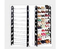 Splink-tech Safecom -10 Ripiani Regolabili mensola scarpiera organizzatore Tenere Supporto per 30 Paia di Scarpe, salvaspazio, Facile da Montare – 63 x 20 x 156 cm (L x W x H)