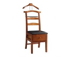 Moderno Indossatore da Camera Servomuto con Seduta Appendiabiti Porta Abiti in Legno Massiccio Servo Muto Multifunzionale per Camera per Camera da Letto (Color : Brown, Size : 45.7x58.4x111.8cm)