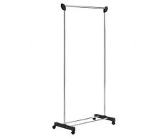 Gimi Paco Stender Appendiabiti con Portascarpe, Quattro Ruote Piroettanti, Acciaio Cromato, Nero, 74 x 43 x 172 cm