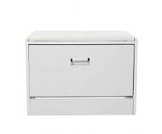 EBTOOLS Scarpiera Panca in Legno Scarpe Scaffale, Portascarpe con Cuscino Pelle, Mobile Porta Scarpe Scarpiera da Ingresso per casa, Camera da Letto, Soggiorno, 63.5 x 46.5 x 30cm(Bianco)
