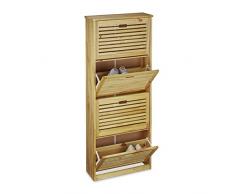 Relaxdays 10020480 Scarpiera per Ingresso, con Sportelli a Ribalta, in Legno di Pino, in Legno di Pino, Design Naturale, Stile Country, 135.5 X 55 X 20 cm, Marrone Chiaro