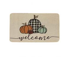 Autunno Ringraziamento Zerbino decorativo Farmhouse Happy Fall Yall Zerbino Autunno Buffalo Plaid Tappetini Antiscivolo Autunno Interno Tappeto Basso Profilo Tappeto Casa Giardino