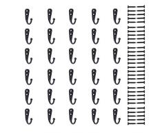 Ganci Appendi Singolo , PietyPet 30 Pezzi Gancio Appendiabiti Singolo Accappatoio Gancio Parete Gancio Asciugamano con Viti per Cappelli Cappelli Abbigliamento, Nero