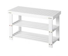 SONGMICS Panca Scarpiera a 3 Livelli, Scaffale per Scarpe, Ideale per Ingresso, Bagno, Soggiorno e Corridoio LBS04B