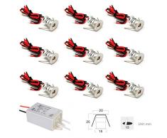 Faretto LED piccolo 9PCS 12V 1W da incasso luce cella per cucina, scale, armadio, corridoio, illuminazione fai da te Vetrina luce da incasso da incasso IP65 CE ROHS (bianco caldo, 30°)