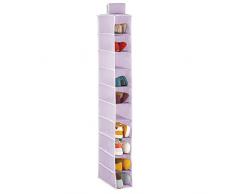 mDesign Portascarpe da Appendere – Pratica scarpiera e Organizer Armadio con 10 Scomparti – Funzionale scaffale per Scarpe, Vestiti e Accessori – Lilla/Bianco