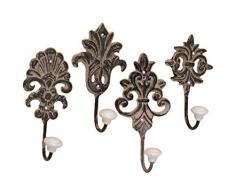 Boltze, Set da 4 ganci appendiabiti da parete - metallo marrone antico