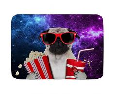 Zerbino di Benvenuto Film Carlino Cane Popcorn Cucciolo Galaxy Design 40X60Cm Zerbino Ingresso Esterno Simpatico Lavabile Zerbino per Terrazzo Interno